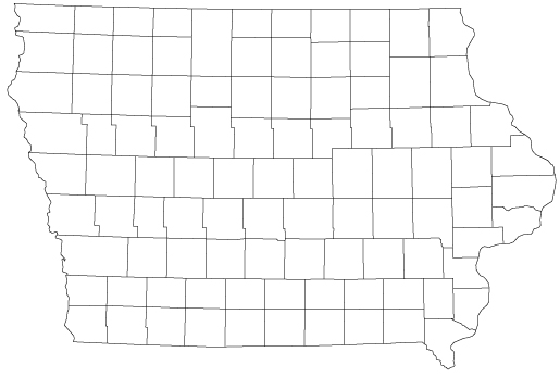 Map of Iowa broken down by region